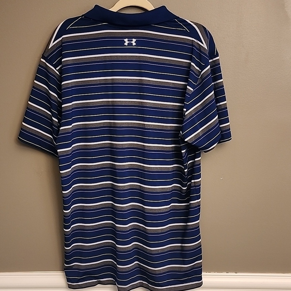 Under Armour Blue and White Striped Polo Shirt - Picture 4 of 9